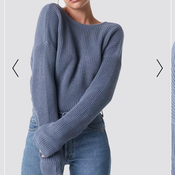 na-kd Sweaters - NA-KD Blue V-back Sweater XXS